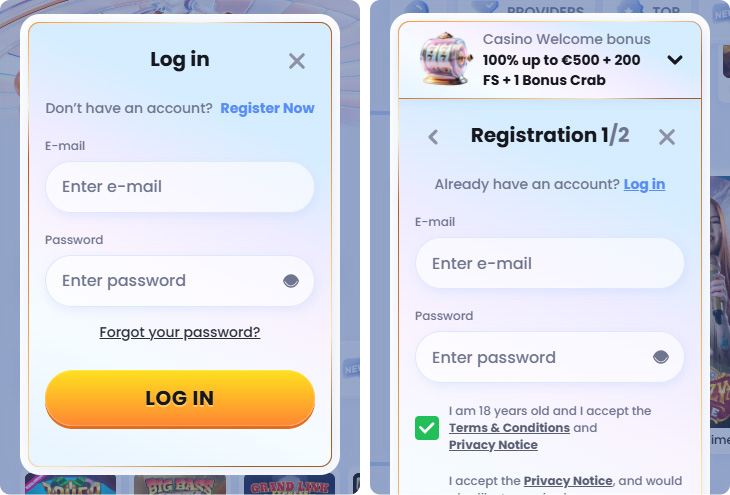 CasinoLab Login and Registration