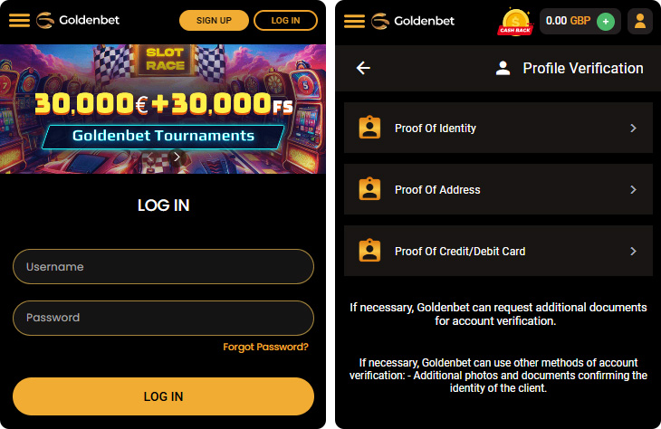 Goldenbet Login and Verification