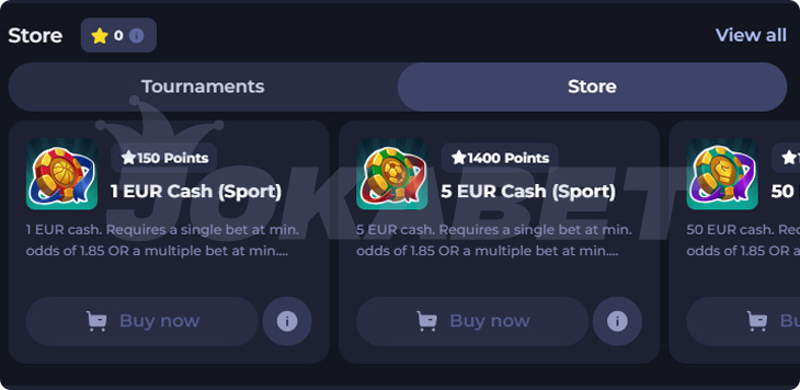 Jokabet Casino Store Section