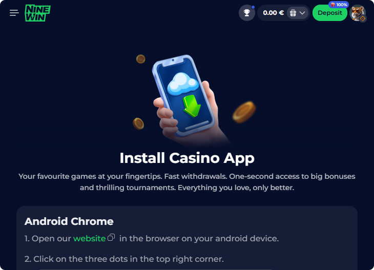 NineWin Casino Mobile App