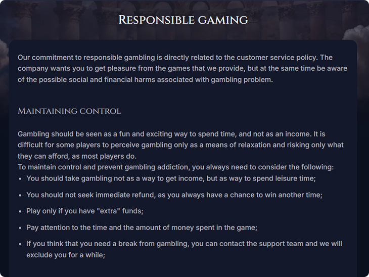 Cazeus Responsible Gaming