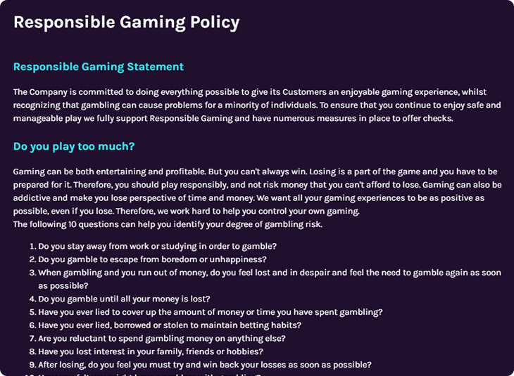 Betti Casino Responsible Gaming