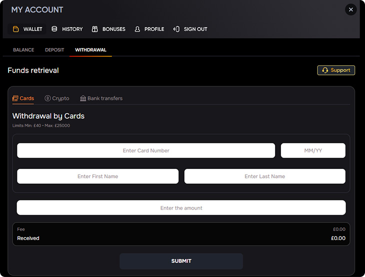 FlashDash Withdrawal Methods