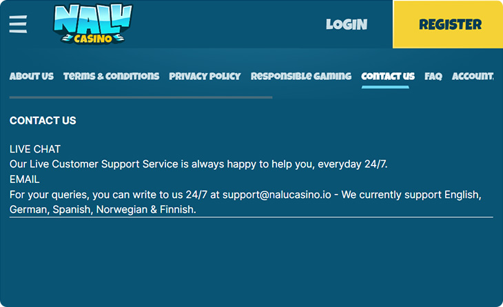 Nalu Casino Customer Support