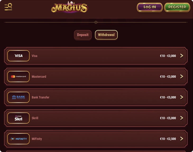 Magius Withdrawal Methods