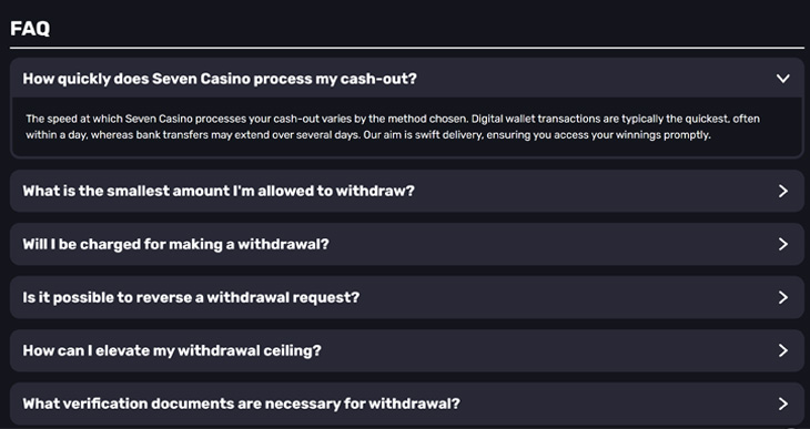 Seven Casino Processing Times