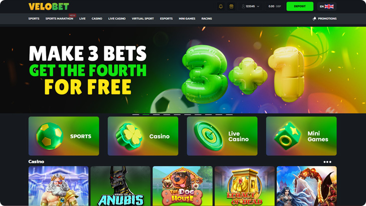 Velobet Casino Design