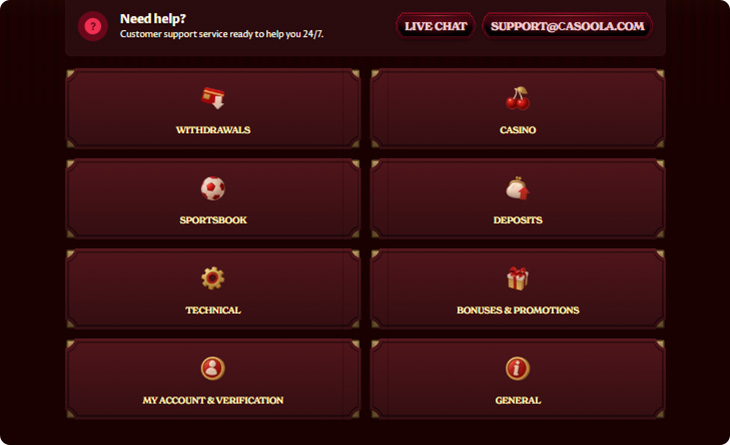 Casoola Casino Customer Support