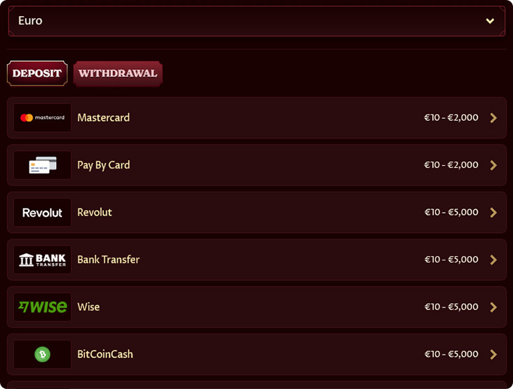 Casoola Casino Deposit Methods